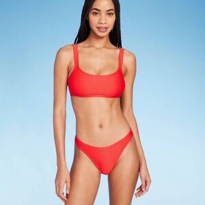 NWT Wild Fable red textured bikini size M